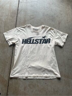 Helstar Logo Crewneck Tee in Off-White with Black Accents